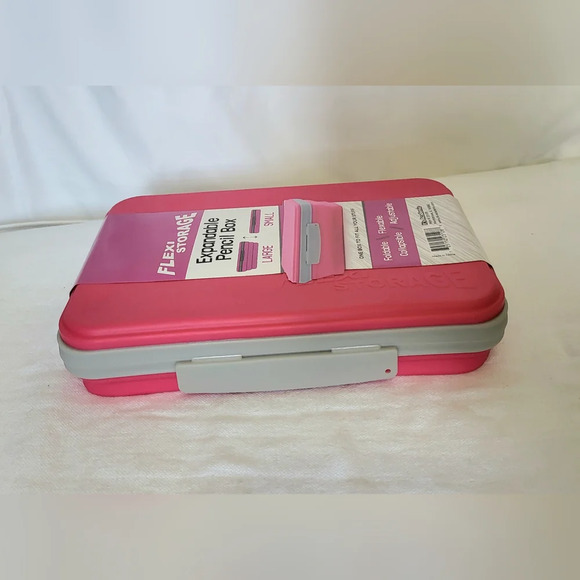 It's Academic Pink Rubber Flexi Storage Collapsible Pencil & Supply Case‎ - Picture 3 of 9